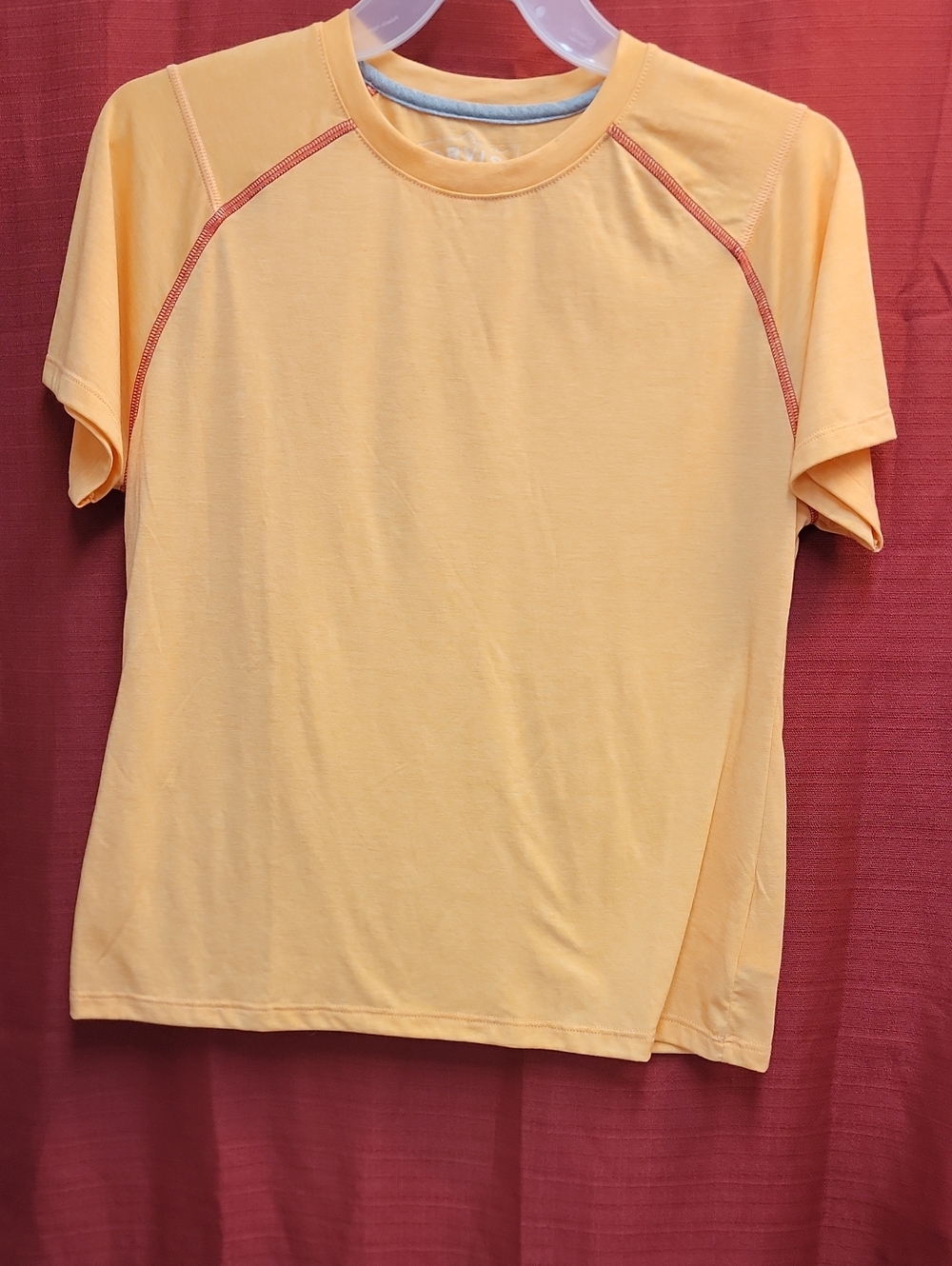 Orvis Men's Pale Yellow Short Sleeve Crew Neck Tee with Contrast Stitching